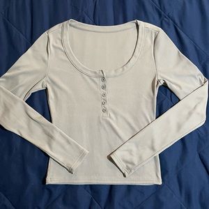 Polyester ribbed long sleeve tee
